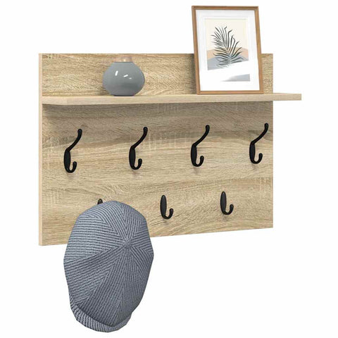 vidaXL Wall-Mounted Coat Rack with Shelf Wall-mounted with Storage Sonoma oak 60 x 40 x 12 cm