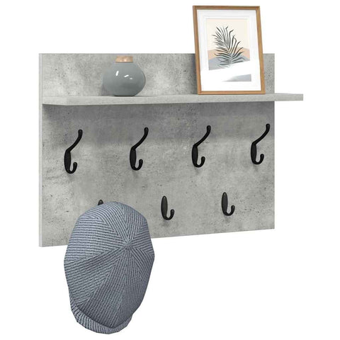 vidaXL Wall-Mounted Coat Rack with Shelf Concrete grey 60 x 40 x 12 cm