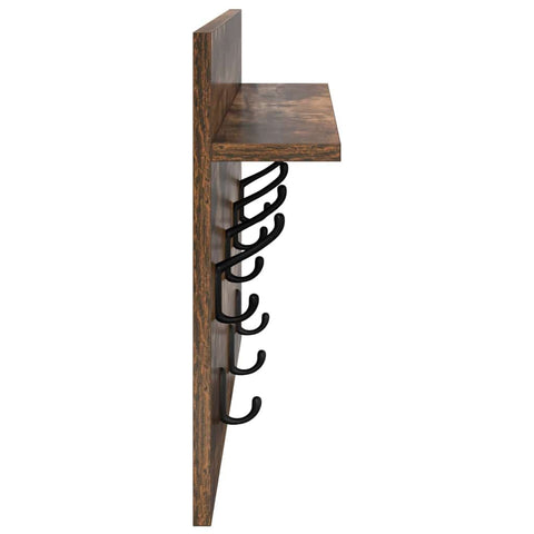 vidaXL Wall-Mounted Coat Rack with Shelf Wall-mounted with Storage Smoked oak 60 x 40 x 12 cm