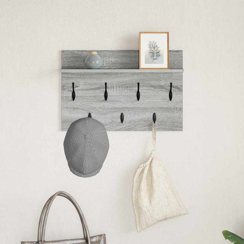 vidaXL Wall-Mounted Coat Rack with Shelf Wall-mounted with Storage Grey sonoma 60 x 40 x 12 cm