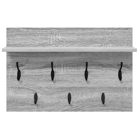 vidaXL Wall-Mounted Coat Rack with Shelf Wall-mounted with Storage Grey sonoma 60 x 40 x 12 cm