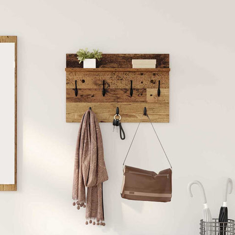 vidaXL Wall-Mounted Coat Rack Old wood 60 x 40 x 12 cm Engineered wood
