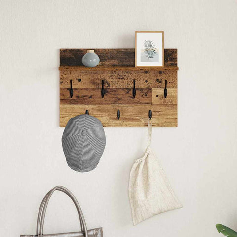vidaXL Wall-Mounted Coat Rack Old wood 60 x 40 x 12 cm Engineered wood