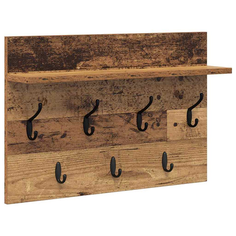 vidaXL Wall-Mounted Coat Rack Old wood 60 x 40 x 12 cm Engineered wood