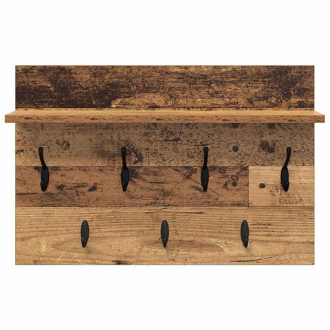 vidaXL Wall-Mounted Coat Rack Old wood 60 x 40 x 12 cm Engineered wood