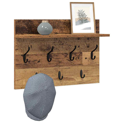 vidaXL Wall-Mounted Coat Rack Old wood 60 x 40 x 12 cm Engineered wood