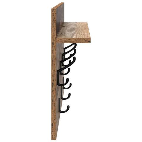 vidaXL Wall-Mounted Coat Rack Old wood 60 x 40 x 12 cm Engineered wood