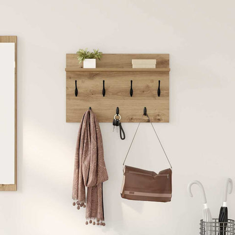 vidaXL Wall-Mounted Coat Rack with Shelf Wall-mounted with Storage Artisan oak 60 x 40 x 12 cm