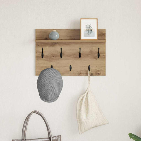 vidaXL Wall-Mounted Coat Rack with Shelf Wall-mounted with Storage Artisan oak 60 x 40 x 12 cm