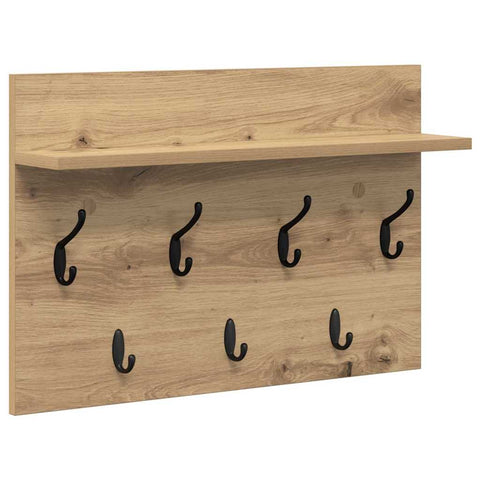 vidaXL Wall-Mounted Coat Rack with Shelf Wall-mounted with Storage Artisan oak 60 x 40 x 12 cm