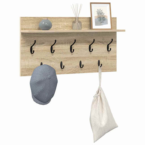 vidaXL Wall-Mounted Coat Rack with Shelf Wall-mounted with Storage Sonoma oak 80 x 40 x 12 cm