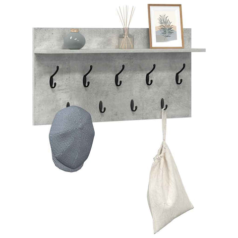 vidaXL Wall-Mounted Coat Rack with Shelf Concrete grey 80 x 40 x 12 cm