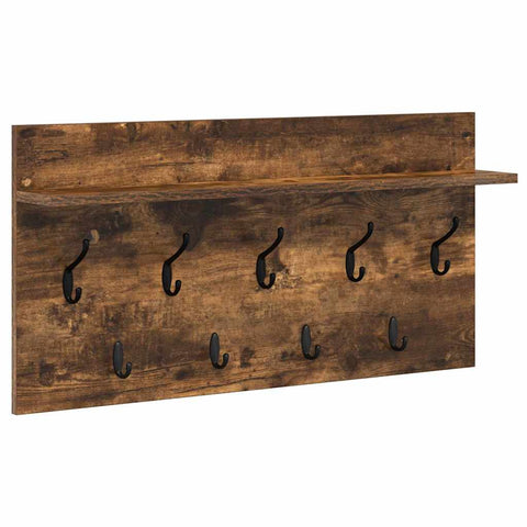 vidaXL Wall-Mounted Coat Rack with Shelf Wall-mounted with Storage Smoked oak 80 x 40 x 12 cm