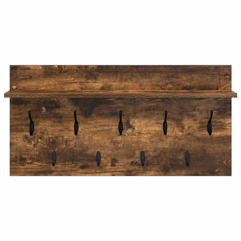vidaXL Wall-Mounted Coat Rack with Shelf Wall-mounted with Storage Smoked oak 80 x 40 x 12 cm