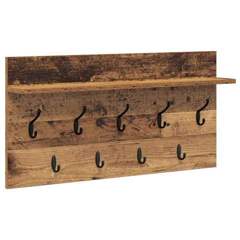 vidaXL Wall-Mounted Coat Rack Old wood 80 x 40 x 12 cm Engineered wood