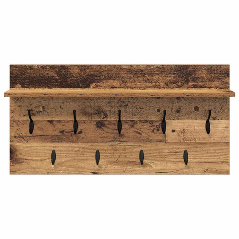 vidaXL Wall-Mounted Coat Rack Old wood 80 x 40 x 12 cm Engineered wood