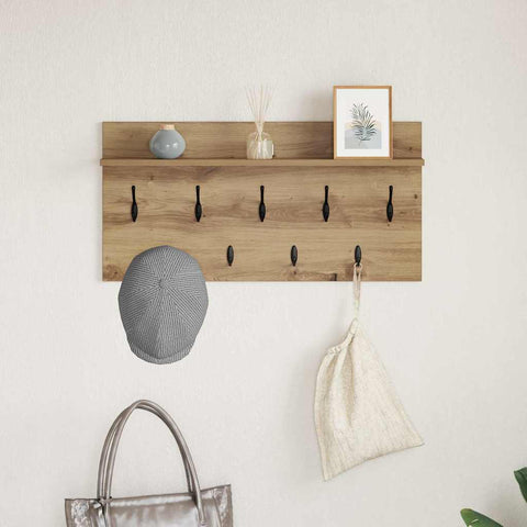 vidaXL Wall-Mounted Coat Rack with Shelf Wall-mounted with Storage Artisan oak 80 x 40 x 12 cm