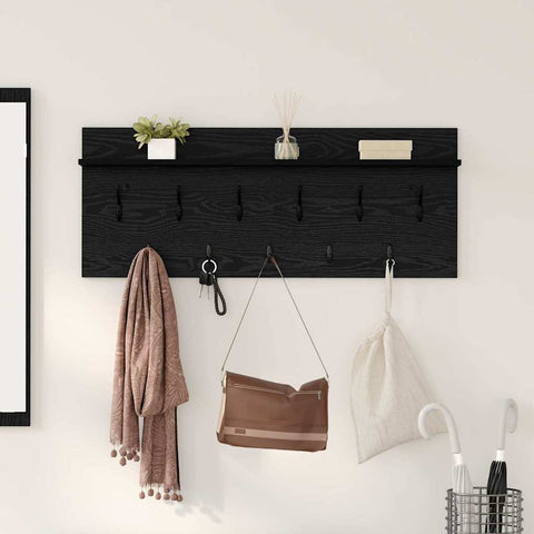 vidaXL Wall-Mounted Coat Rack with Shelf Wall-mounted with Storage Black oak 100 x 40 x 12 cm
