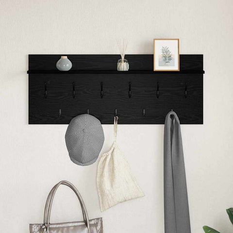 vidaXL Wall-Mounted Coat Rack with Shelf Wall-mounted with Storage Black oak 100 x 40 x 12 cm