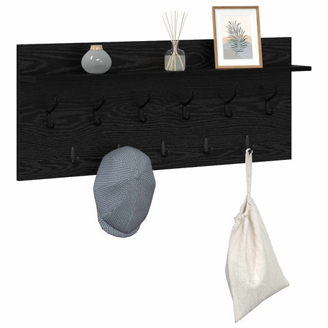 vidaXL Wall-Mounted Coat Rack with Shelf Wall-mounted with Storage Black oak 100 x 40 x 12 cm