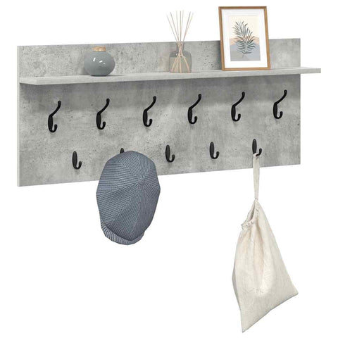 vidaXL Wall-Mounted Coat Rack Concrete grey 100 x 40 x 12 cm