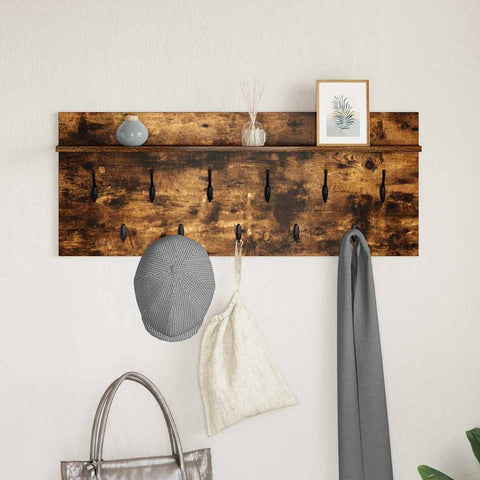 vidaXL Wall-Mounted Coat Rack with Shelf Wall-mounted with Storage Smoked oak 100 x 40 x 12 cm