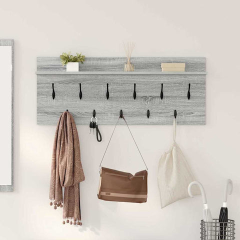 vidaXL Wall-Mounted Coat Rack with Shelf Grey sonoma 100 x 40 x 12 cm