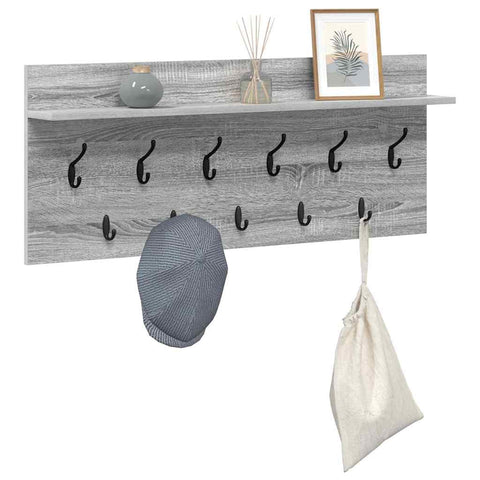 vidaXL Wall-Mounted Coat Rack with Shelf Grey sonoma 100 x 40 x 12 cm