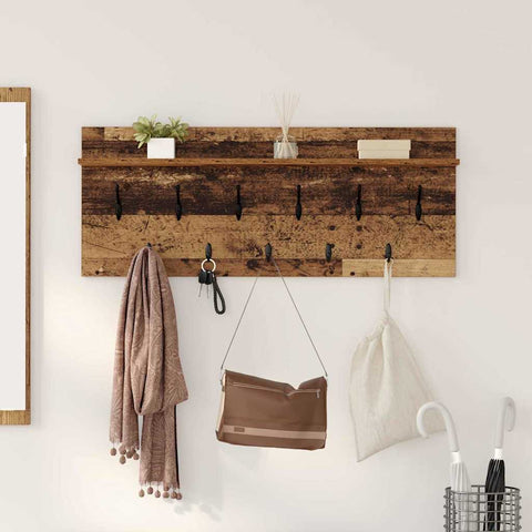vidaXL Wall-Mounted Coat Rack with Shelf Wall-mounted with Storage Old wood 100 x 40 x 12 cm