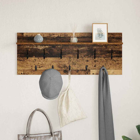 vidaXL Wall-Mounted Coat Rack with Shelf Wall-mounted with Storage Old wood 100 x 40 x 12 cm