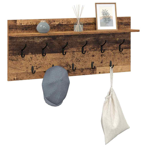 vidaXL Wall-Mounted Coat Rack with Shelf Wall-mounted with Storage Old wood 100 x 40 x 12 cm