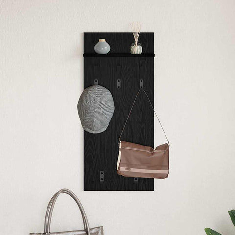 vidaXL Wall-Mounted Coat Rack with Shelf Wall-mounted Black oak 90 x 40 x 12 cm