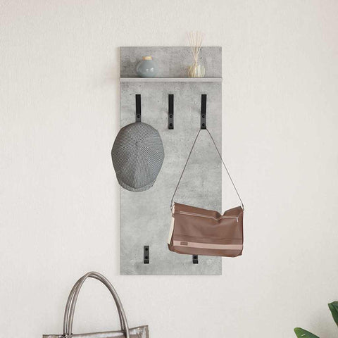 vidaXL Wall-Mounted Coat Rack with Shelf Concrete grey 90 x 40 x 12 cm