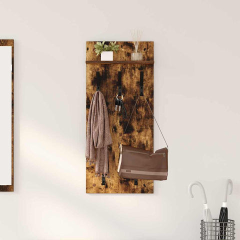 vidaXL Wall-Mounted Coat Rack with Shelf Wall-mounted Smoked oak 90 x 40 x 12 cm