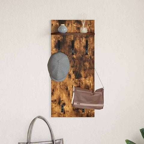 vidaXL Wall-Mounted Coat Rack with Shelf Wall-mounted Smoked oak 90 x 40 x 12 cm