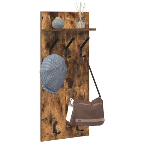 vidaXL Wall-Mounted Coat Rack with Shelf Wall-mounted Smoked oak 90 x 40 x 12 cm