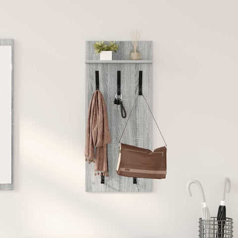 vidaXL Wall-Mounted Coat Rack with Shelf Wall-mounted Grey sonoma 90 x 40 x 12 cm