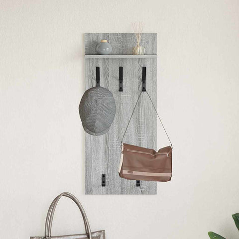 vidaXL Wall-Mounted Coat Rack with Shelf Wall-mounted Grey sonoma 90 x 40 x 12 cm