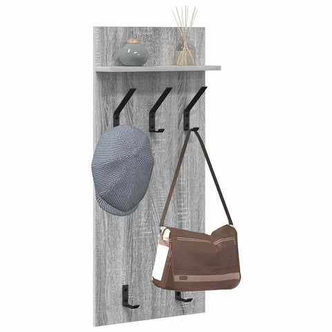 vidaXL Wall-Mounted Coat Rack with Shelf Wall-mounted Grey sonoma 90 x 40 x 12 cm
