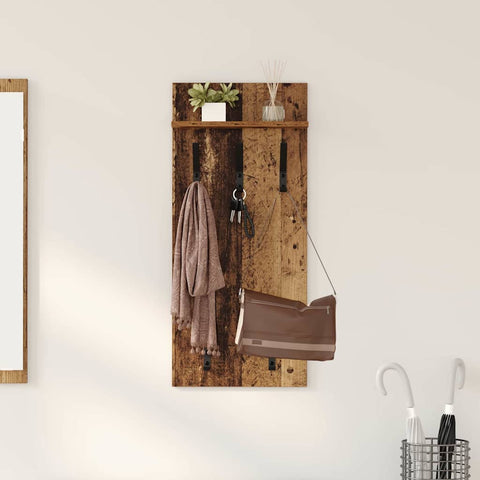 vidaXL Wall-Mounted Coat Rack Old wood 90 x 40 x 12 cm Engineered wood