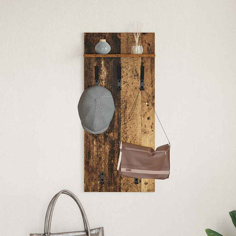 vidaXL Wall-Mounted Coat Rack Old wood 90 x 40 x 12 cm Engineered wood