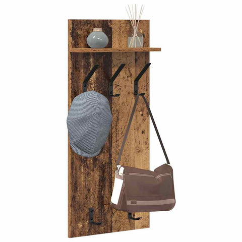 vidaXL Wall-Mounted Coat Rack Old wood 90 x 40 x 12 cm Engineered wood