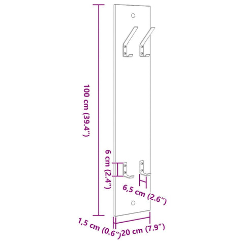 vidaXL Wall-Mounted Coat Rack Concrete grey 20 x 1.5 x 100 cm