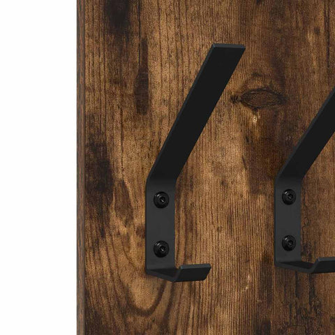 vidaXL Wall-Mounted Coat Rack Wall-mounted with Storage Smoked oak Engineered wood