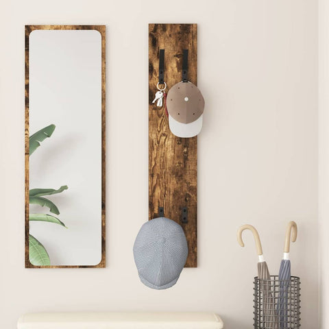 vidaXL Wall-Mounted Coat Rack Wall-mounted with Storage Smoked oak Engineered wood