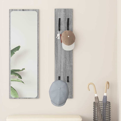 vidaXL Wall-Mounted Coat Rack Wall-mounted with Storage Grey sonoma Engineered wood