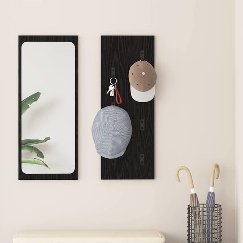 vidaXL Wall-Mounted Coat Rack Wall-mounted Black oak 30 x 1.5 x 80 cm