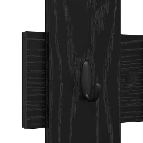 vidaXL Wall-Mounted Coat Rack Wall-mounted with Storage Black oak Engineered wood