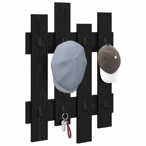 vidaXL Wall-Mounted Coat Rack Wall-mounted with Storage Black oak Engineered wood