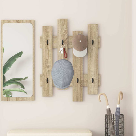 vidaXL Wall-Mounted Coat Rack Wall-mounted with Storage Sonoma oak Engineered wood